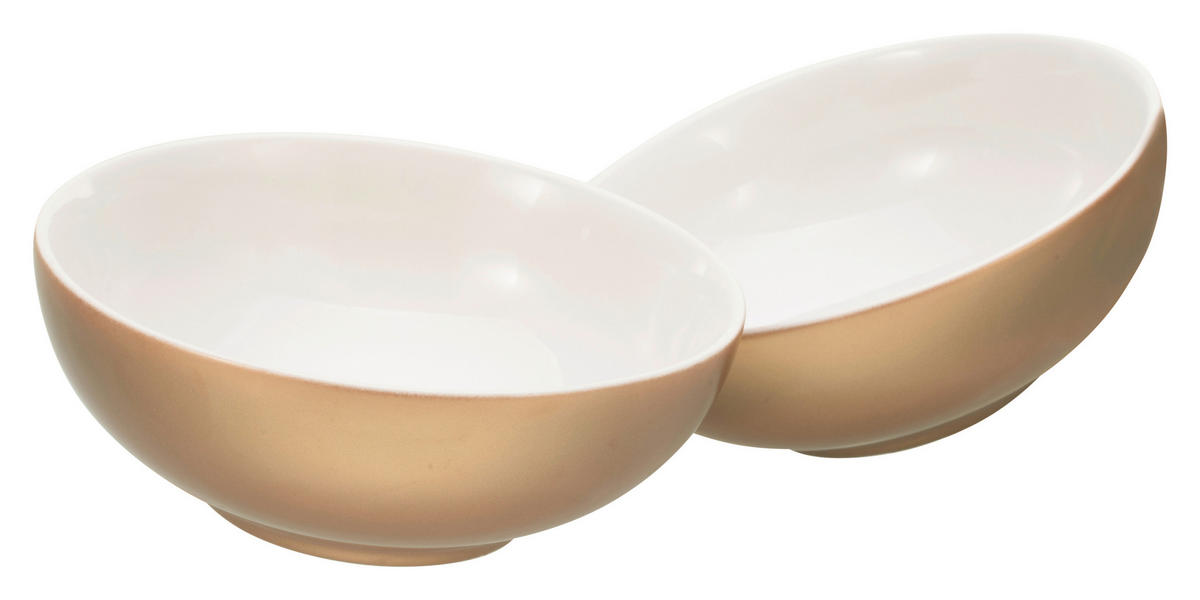 MÜSLISCHALENSET Golden Day Weiss 2-teilig 16 cm  - Goldfarben/Weiß, Basics, Keramik (16cm) - Creatable