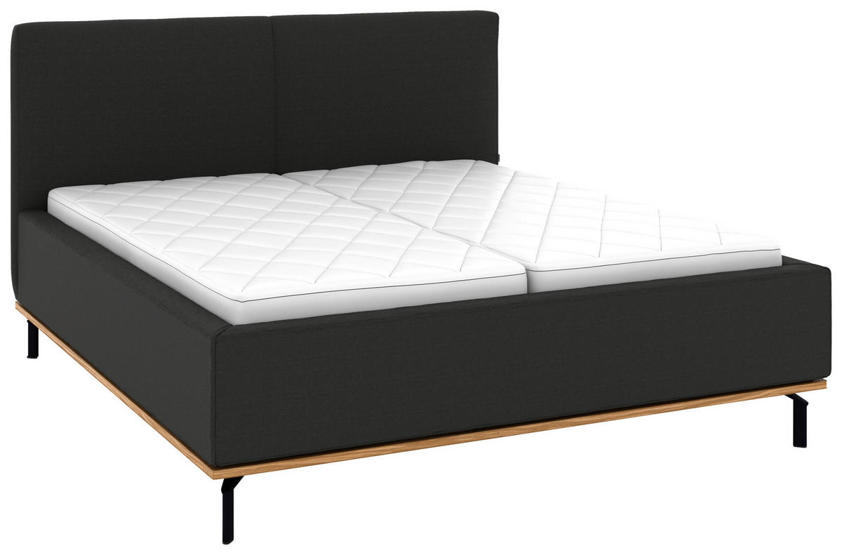 POLSTERBETT 160/200 cm,  in Anthrazit, Matratze, Lattenrost, Bettkasten, H2 + H3 = mittel + fest  - Anthrazit/Graphitfarben, Design, Holz/Textil (160/200cm) - Musterring