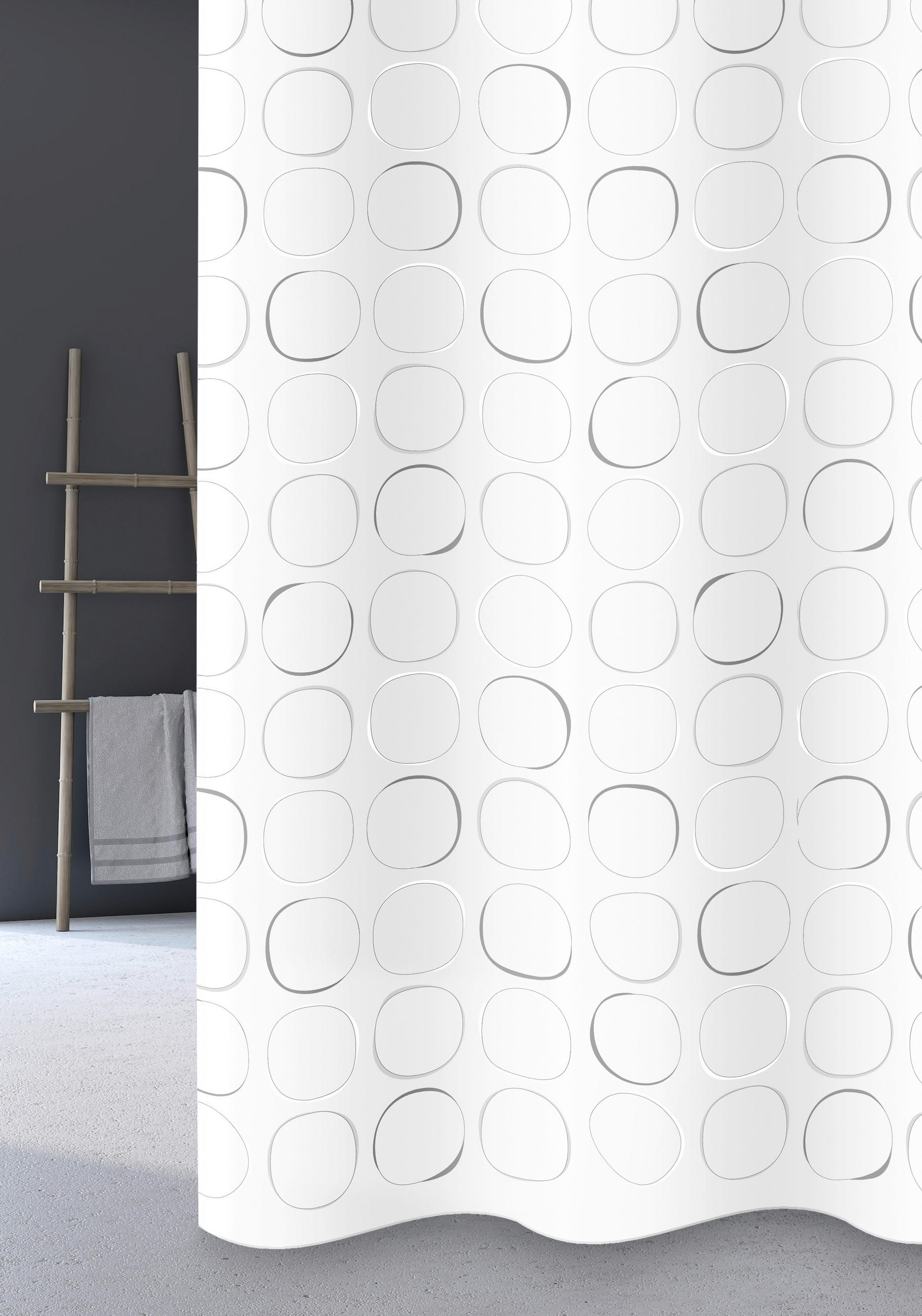 SPRCHOVÝ ZÁVES, 180/200 cm - sivá, Basics, plast (180/200cm) - Grund