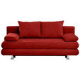 SCHLAFSOFA Mikrofaser Bordeaux  - Chromfarben/Bordeaux, Design, Kunststoff/Textil (196/74/90cm) - Carryhome