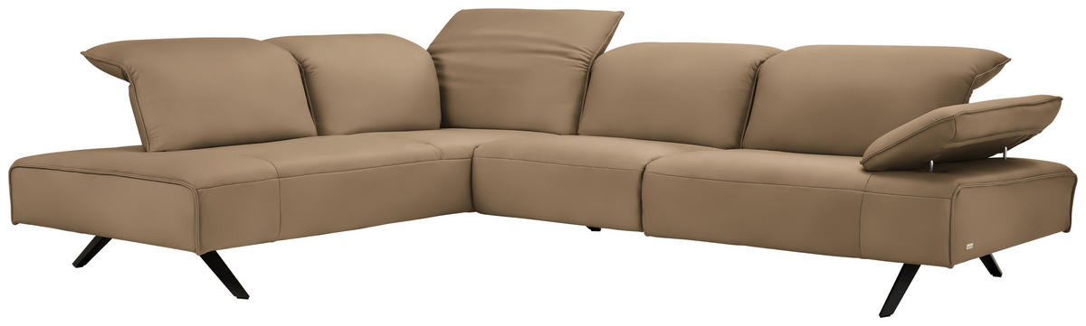 ECKSOFA Echtleder Sandfarben  - Sandfarben/Anthrazit, Design, Leder/Metall (230/290cm) - Johann Jakob