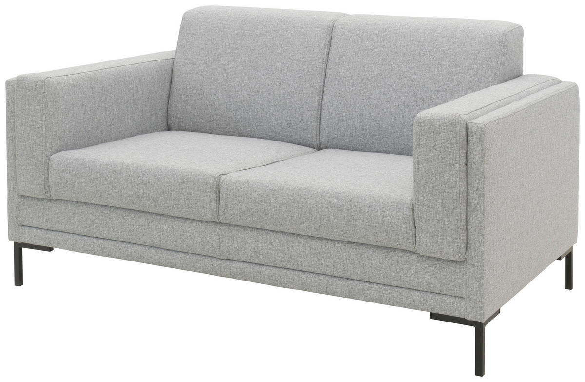 2-SITZER-SOFA Webstoff Silberfarben  - Silberfarben/Schwarz, Design, Textil/Metall (155/82/90cm) - LOOKS by W.Joop