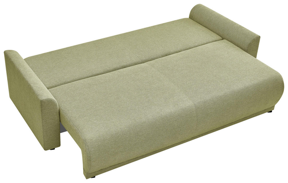 SCHLAFSOFA KIMMY Struktur Grün  inkl. Zierkissen, Rückenkissen, Bettkasten  - Schwarz/Grün, Design, Kunststoff/Textil (234/90/103cm) - P & B