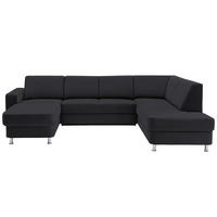 WOHNLANDSCHAFT Dunkelgrau Chenille  - Chromfarben/Dunkelgrau, Design, Kunststoff/Textil (165/301/198cm) - Xora