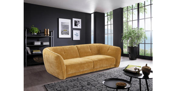 BIGSOFA Chenille Gelb, Senfgelb - Gelb/Senfgelb, KONVENTIONELL, Kunststoff/Textil (290/86/121cm) - Cantus