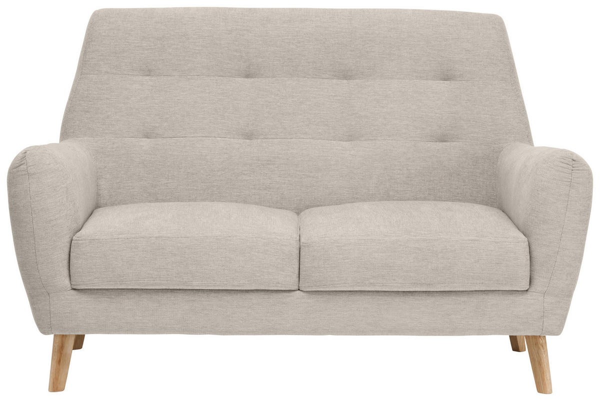 2-SITZER-SOFA in Webstoff Beige  - Eichefarben/Beige, Design, Holz/Textil (160/105/84cm) - Carryhome