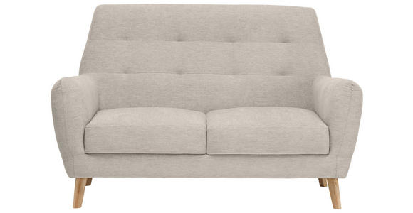 2-SITZER-SOFA Webstoff Beige  - Eichefarben/Beige, Design, Holz/Textil (160/105/84cm) - Carryhome