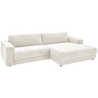 ECKSOFA inkl. Relaxfunktion Creme Cord  - Creme/Schwarz, Design, Kunststoff/Textil (296/168cm) - Pure Home Lifestyle