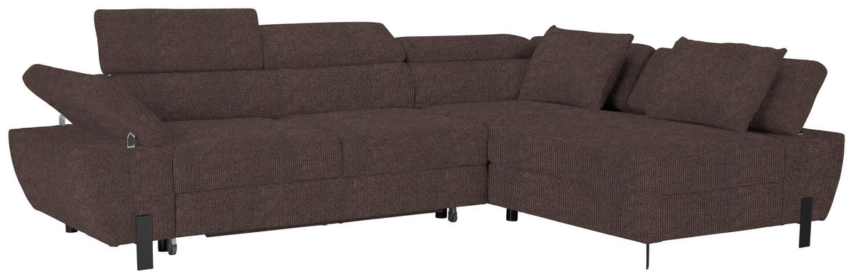 HÖRNSOFFA i vävt tyg mörkbrun  - svart/mörkbrun, Modern, metall/trämaterial (277/90/189cm) - MID.YOU