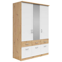 KLEIDERSCHRANK 136/199/58 cm 3-türig Silberfarben, Weiß, Eiche Artisan  - Silberfarben/Weiß, KONVENTIONELL, Holzwerkstoff/Kunststoff (136/199/58cm)