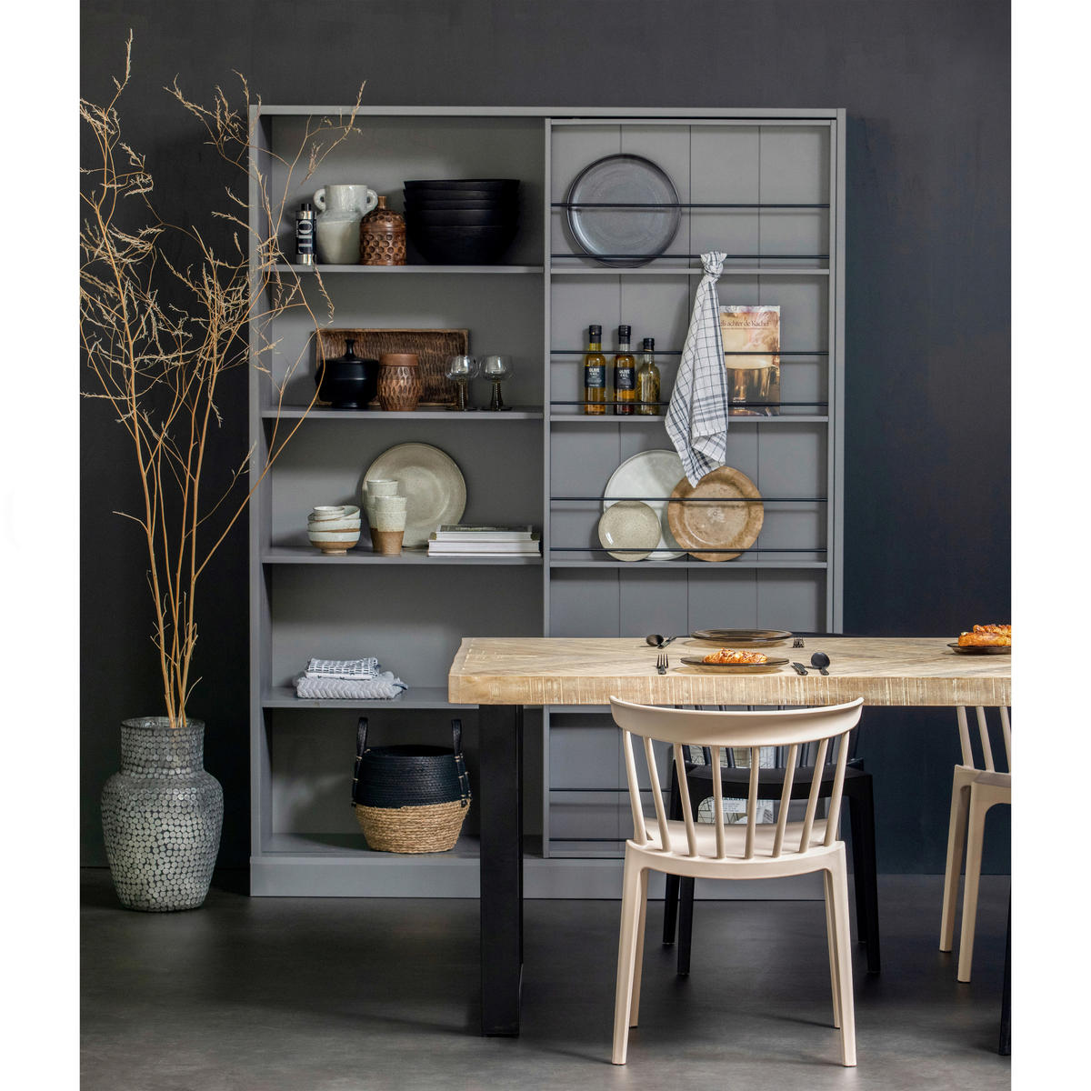 ESSTISCH Mangoholz massiv rechteckig Eichefarben  - Eichefarben/Schwarz, Design, Holz/Metall (200/90/75cm) - Livetastic