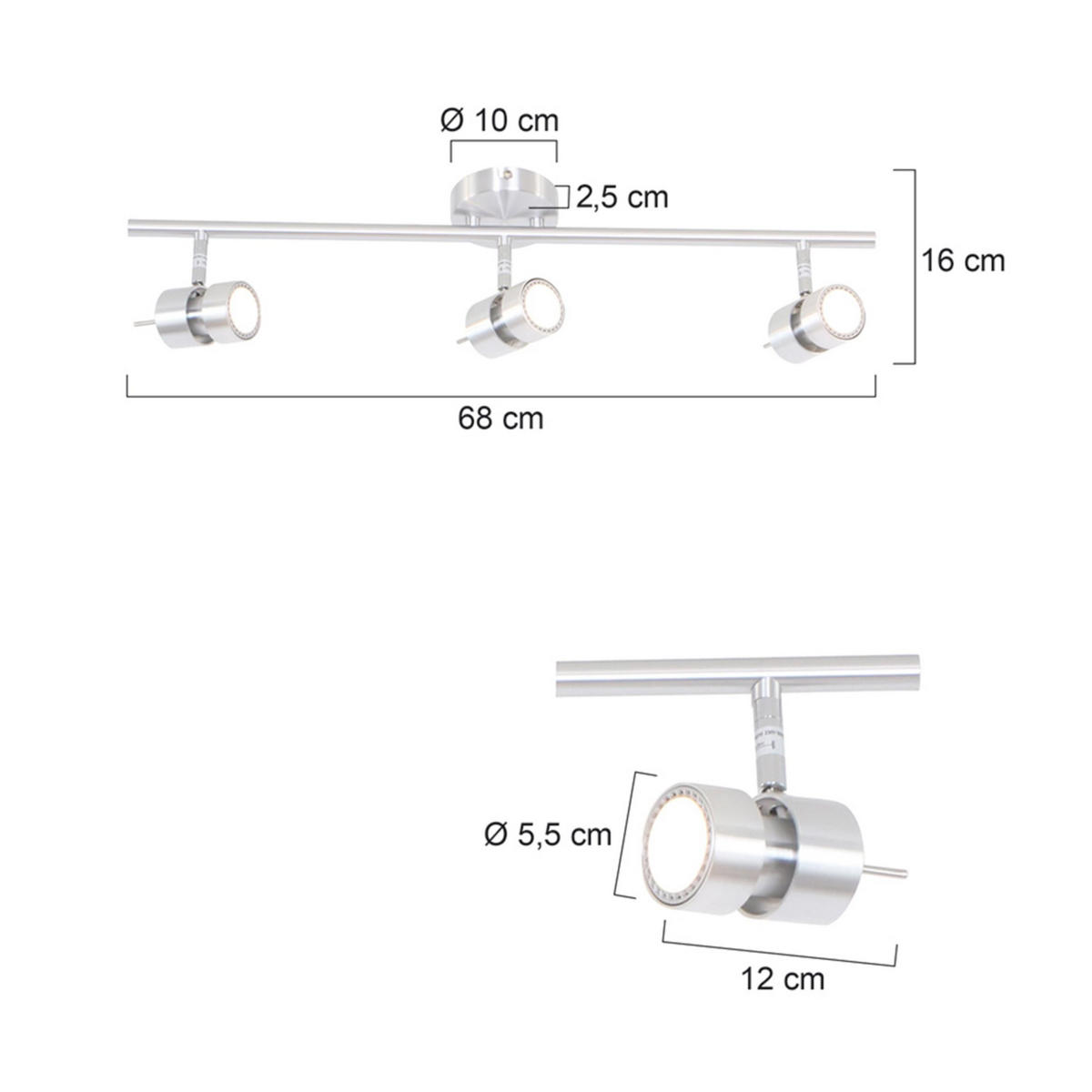 DECKENLEUCHTE 12/12/12 cm   - Silberfarben, Trend, Metall (12/12/12cm)