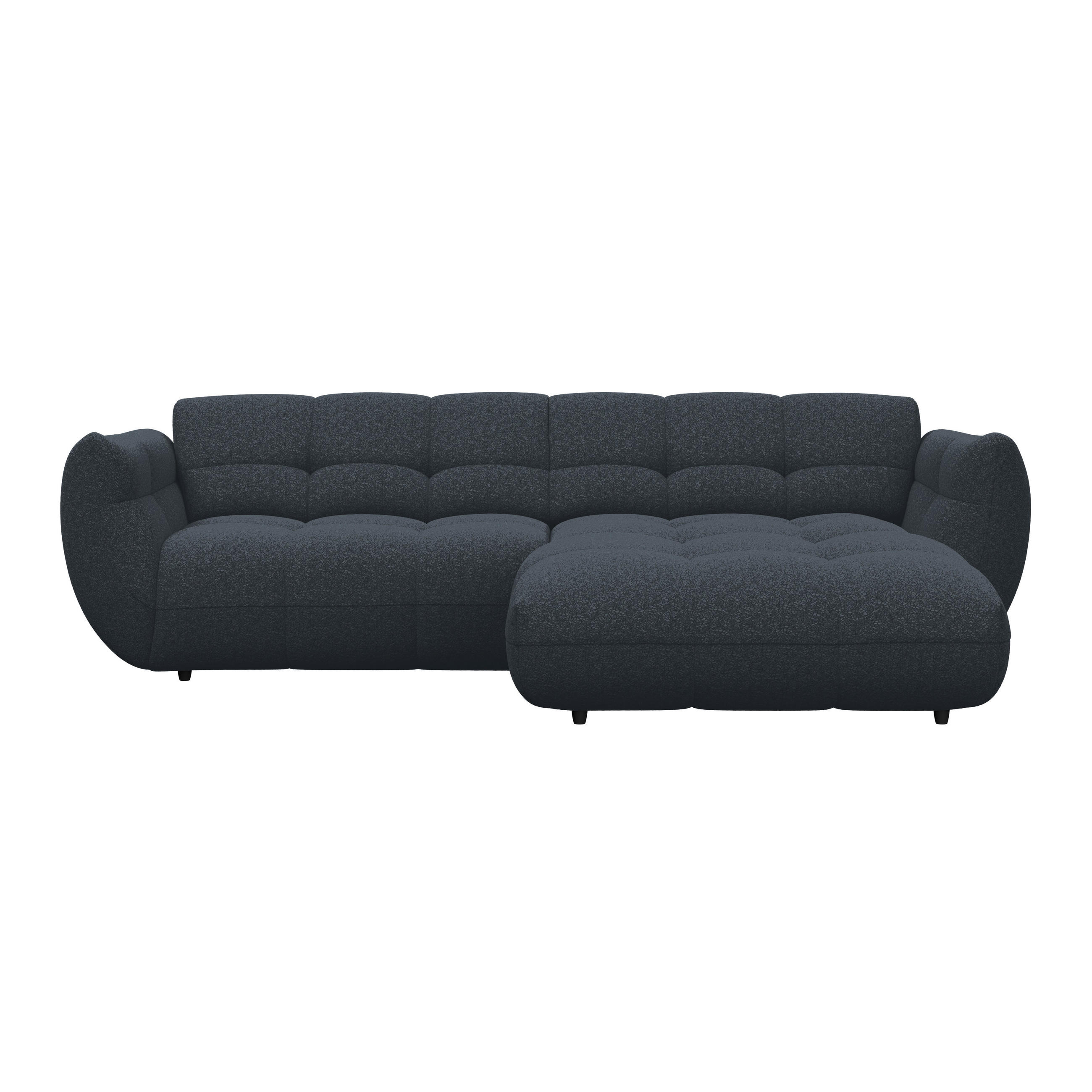 ECKSOFA Chenille Dunkelblau  - Schwarz/Dunkelblau, Trend, Kunststoff/Textil (280/178cm) - MID.YOU