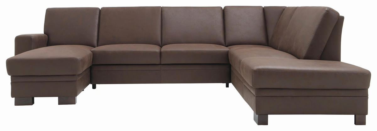 WOHNLANDSCHAFT in Flachgewebe Braun  - Braun, Design, Holz/Textil (163/319/241cm) - Beldomo System