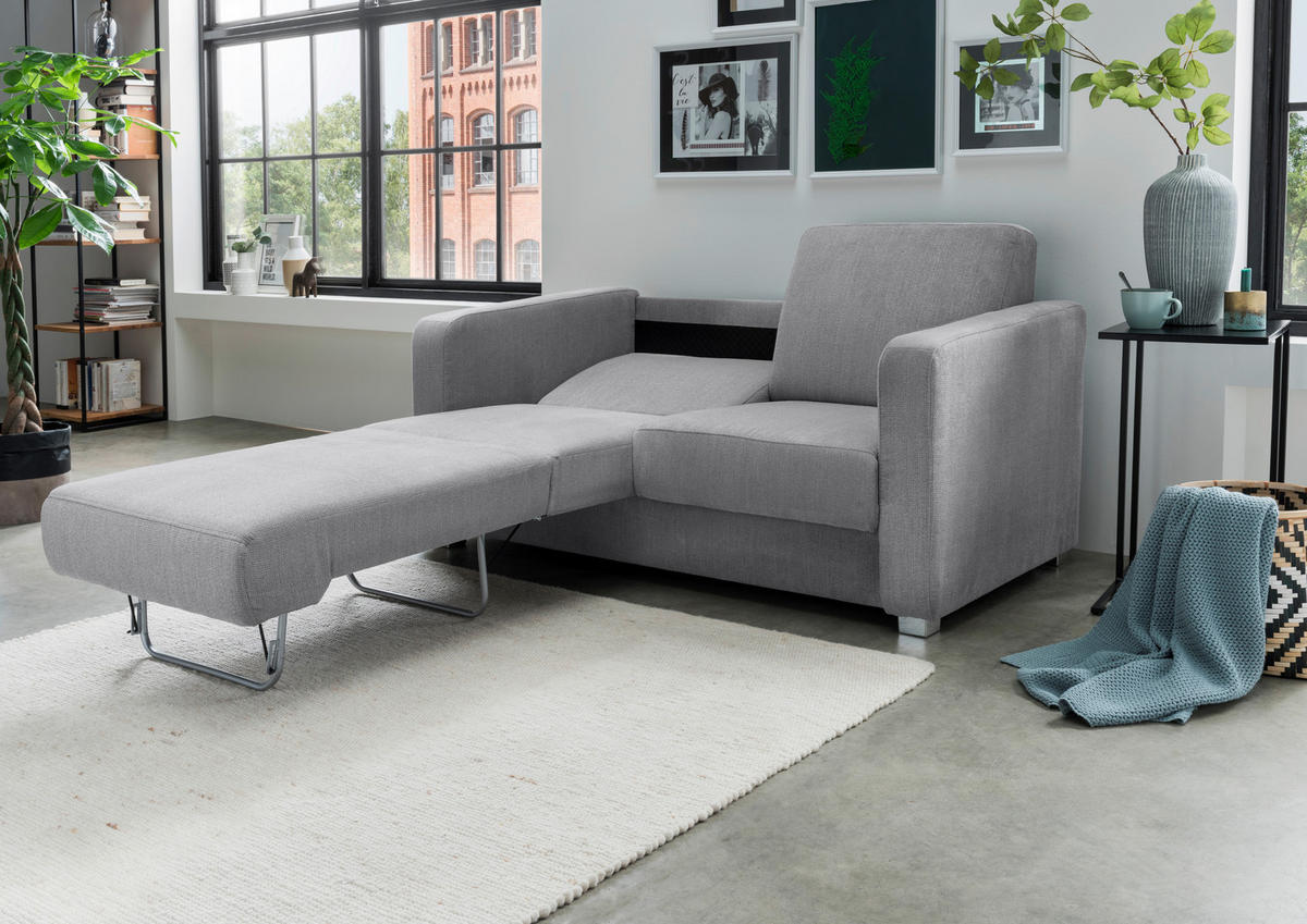 SCHLAFSOFA in Textil Silberfarben  - Chromfarben/Silberfarben, Basics, Kunststoff/Textil (159/88/87cm) - Livetastic
