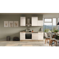 KÜCHENBLOCK 220 cm   in Kaschmir  - Kaschmir/Edelstahlfarben, MODERN, Holzwerkstoff/Metall (220cm) - FlexWell