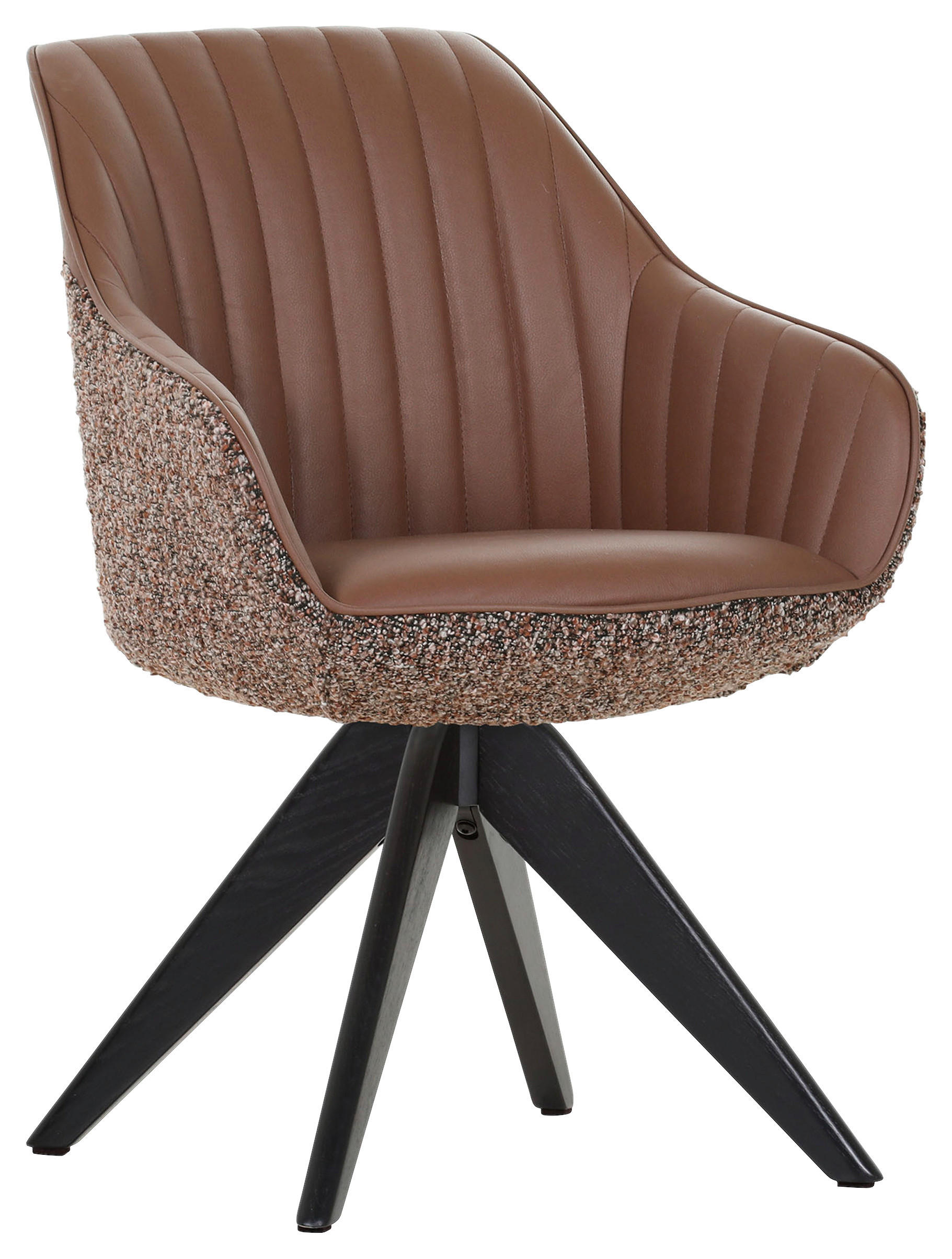 KAROSSZÉK tölgyfa színű, konyak  - tölgyfa színű/fekete, Konventionell, textil/fa (60/83/65cm) - Ambia Home