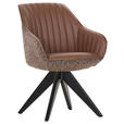 ARMLEHNSTUHL  Sitzfläche 360° drehbar, automatische Rückholfunktion Chenille, Lederlook  - Eichefarben/Cognac, KONVENTIONELL, Holz/Textil (60/83/65cm) - Ambia Home