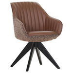 ARMLEHNSTUHL  Sitzfläche 360° drehbar, automatische Rückholfunktion Chenille, Lederlook  - Eichefarben/Cognac, KONVENTIONELL, Holz/Textil (60/83/65cm) - Ambia Home