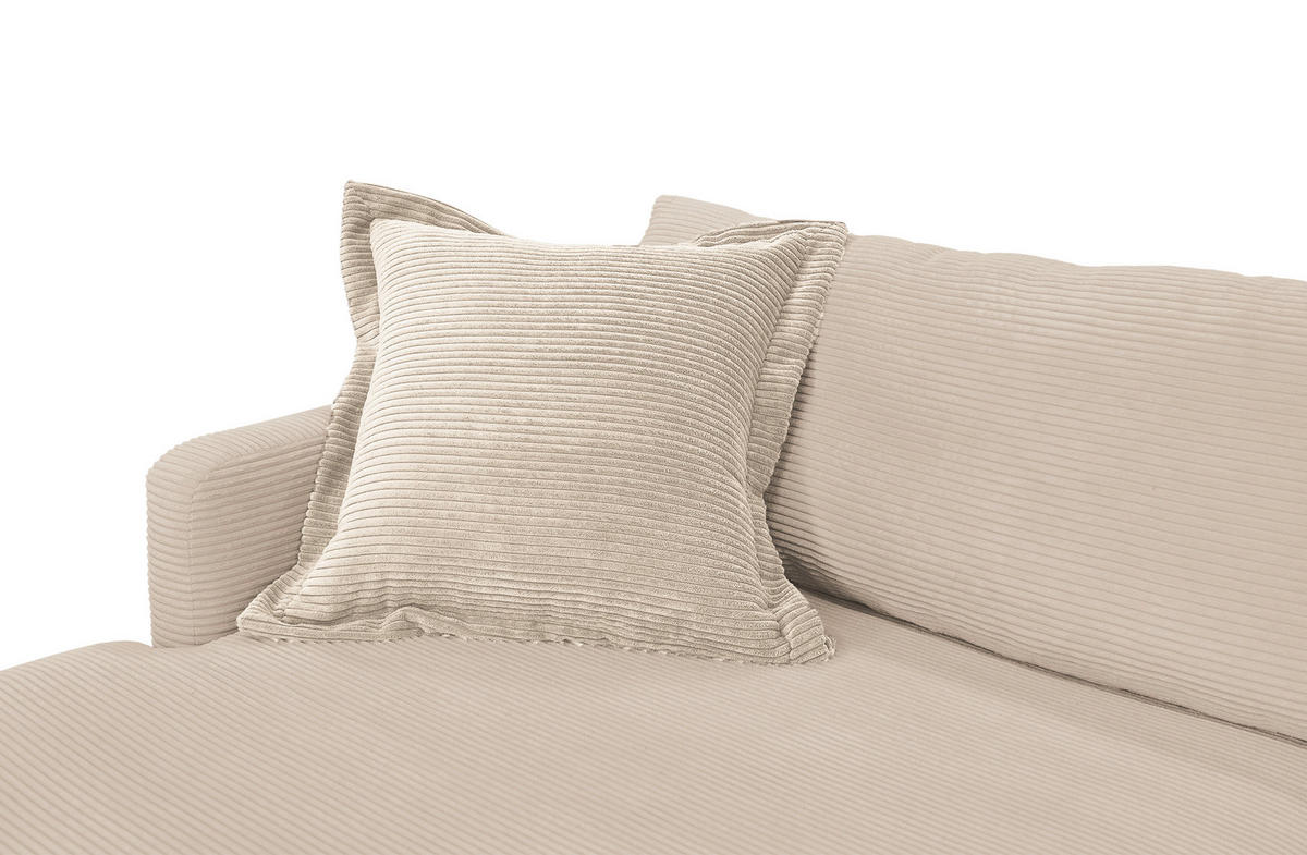 ECKSOFA in Cord Creme  - Creme/Schwarz, Design, Textil/Metall (193/268cm) - P & B