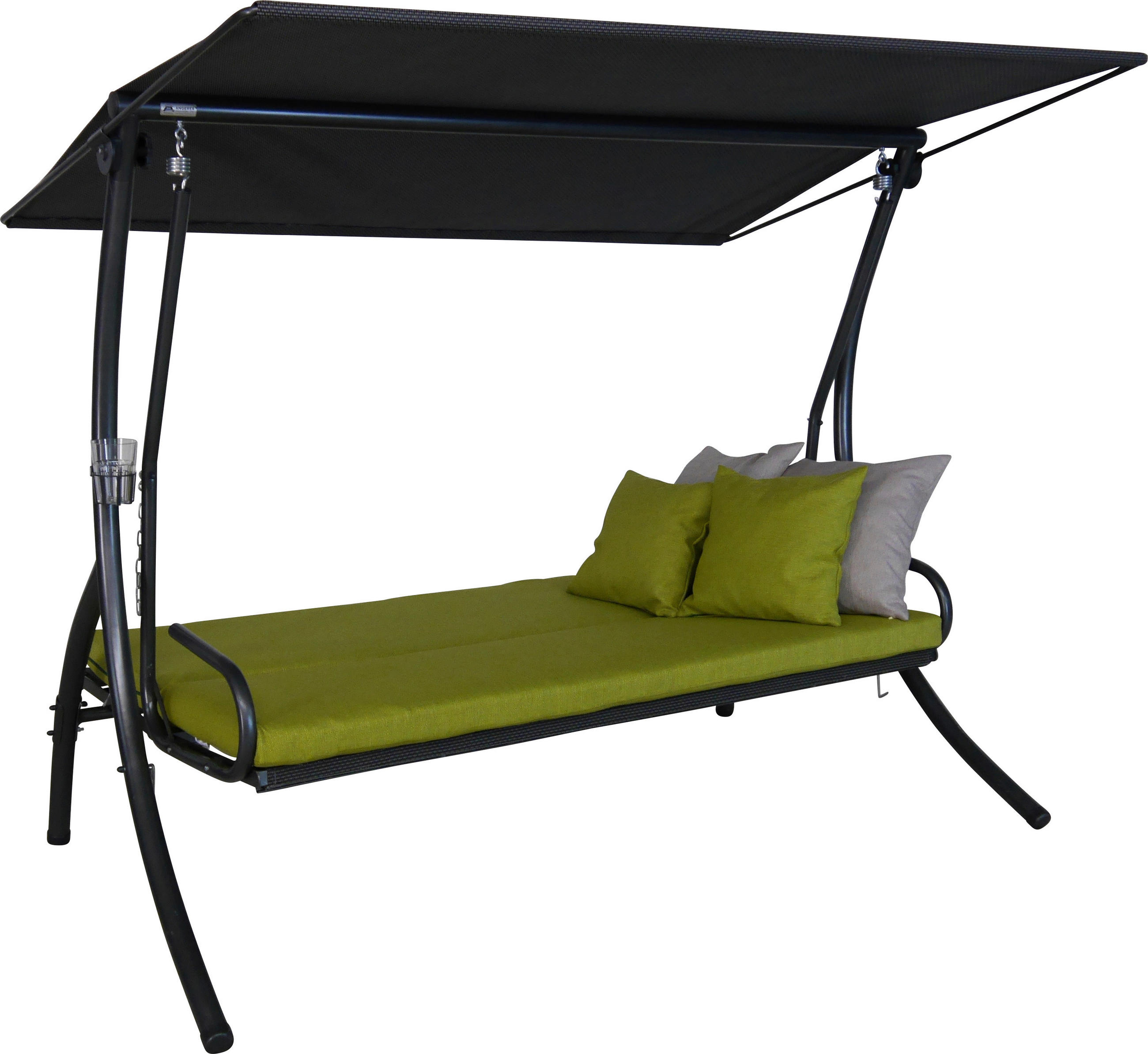 HOLLYWOODSCHAUKEL 210/160/145 cm  - Dunkelgrau/Limette, Basics, Textil/Metall (210/160/145cm) - Boxxx