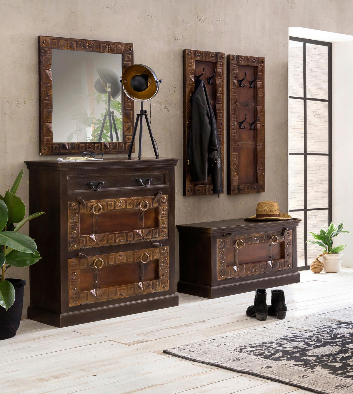 GARDEROBENPANEEL  in 35/110/8 cm  - Schwarz/Braun, Design, Holz/Metall (35/110/8cm) - MID.YOU