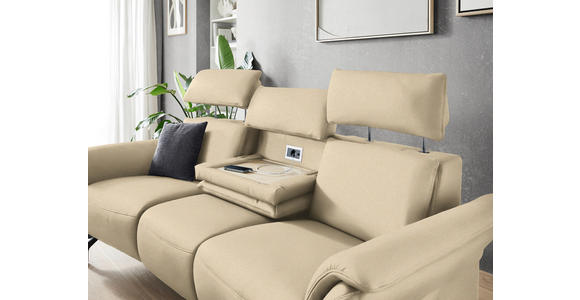 TRAPEZSOFA in Mikrofaser Ecru - Ecru/Schwarz, KONVENTIONELL, Textil/Metall (221/103/95cm) - Dieter Knoll