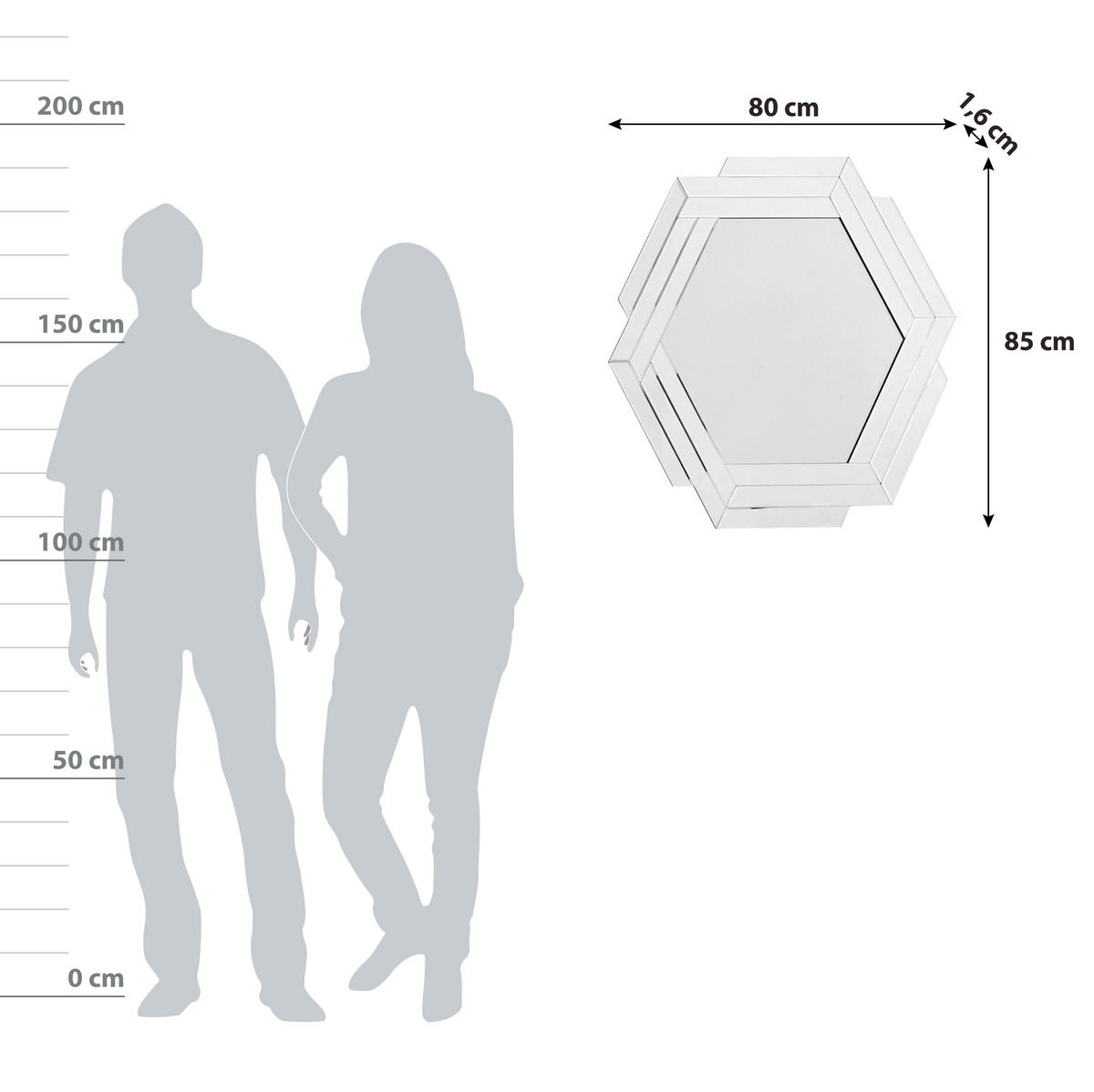WANDSPIEGEL 80/85/1.6 cm  - Silberfarben, Basics, Glas/Metall (80/85/1.6cm) - Kayoom