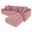 ECKSOFA in Velours Rosa  - Chromfarben/Rosa, KONVENTIONELL, Kunststoff/Textil (293/195cm) - Carryhome