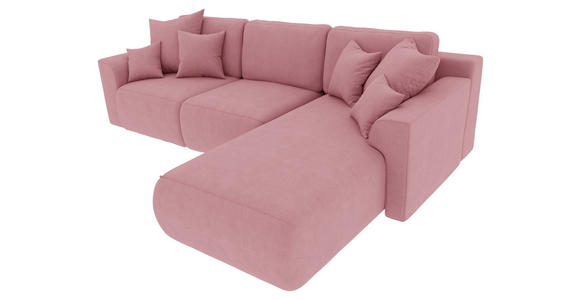 ECKSOFA Rosa Velours  - Chromfarben/Rosa, KONVENTIONELL, Kunststoff/Textil (293/195cm) - Carryhome