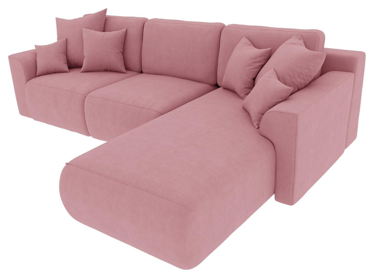ECKSOFA Rosa Velours  - Chromfarben/Rosa, KONVENTIONELL, Kunststoff/Textil (293/195cm) - Carryhome