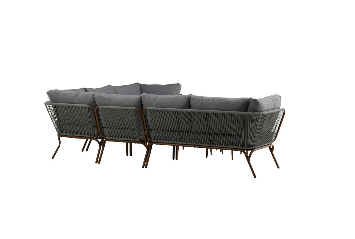 DINING-LOUNGESET  - Braun/Grau, KONVENTIONELL, Textil/Metall - Gardenson