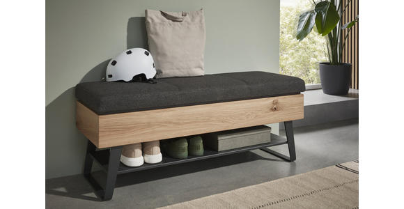 GARDEROBENBANK  in 118/48,5/41 cm  - Eichefarben/Anthrazit, Design, Holz/Textil (118/48,5/41cm) - Johann Jakob