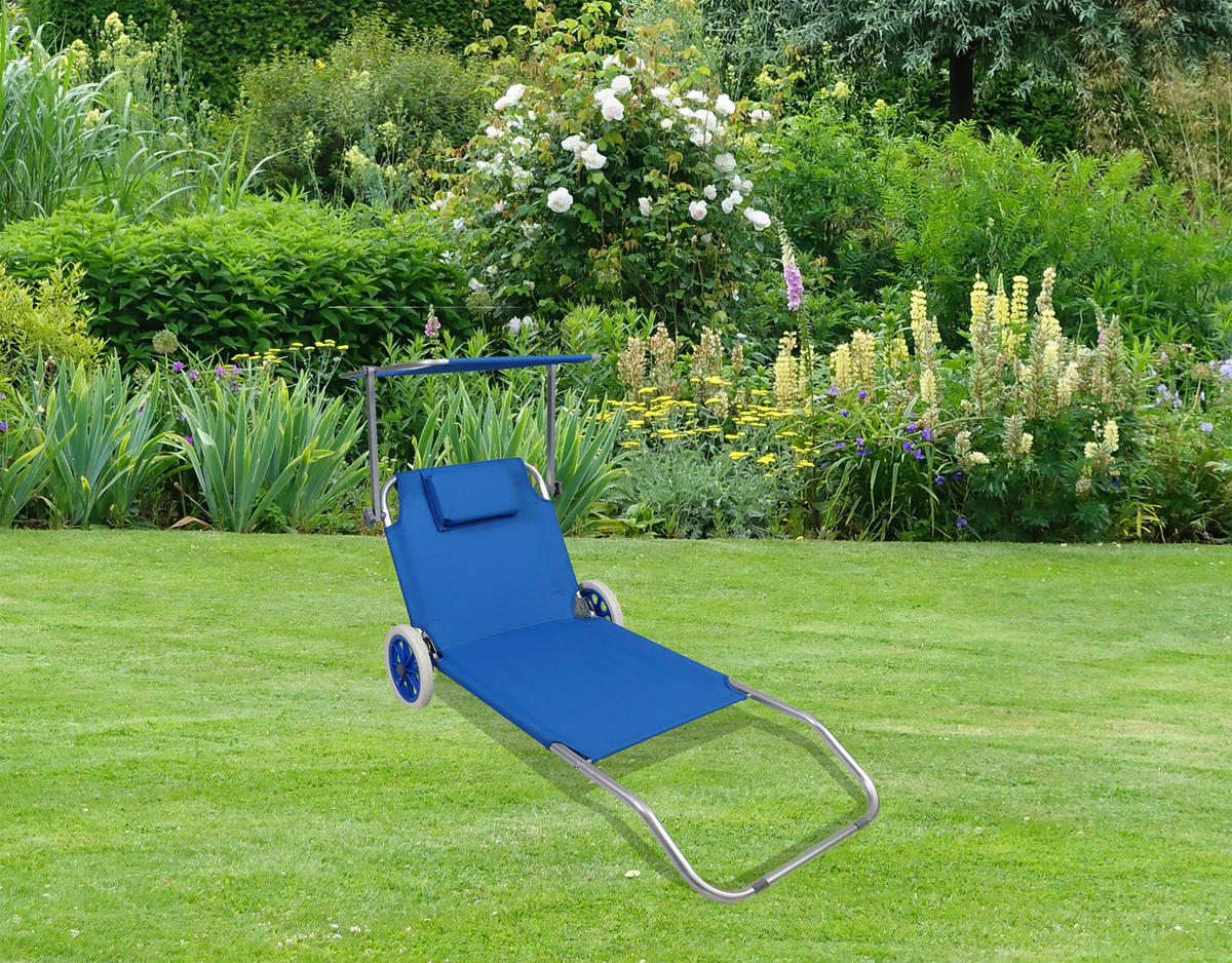 GARTENLIEGE 165/16/65 cm  - Blau, Basics, Textil/Metall (165/16/65cm) - MID.YOU