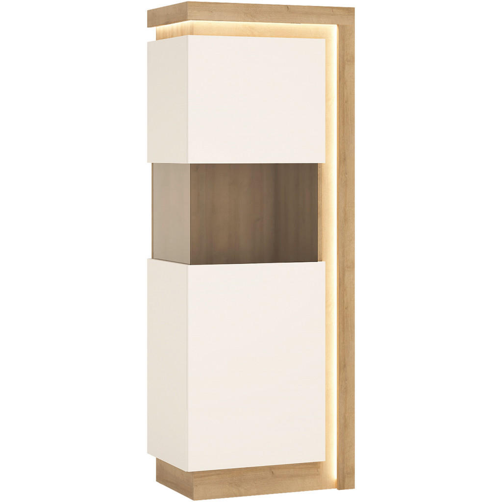 Vitrine Lyon Hell Weiß/Eichefarben B: 59,7 cm