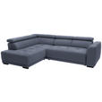 ECKSOFA in Feincord Blaugrau  205/284 cm  - Blaugrau/Schwarz, Design, Kunststoff/Textil (205/284cm) - Xora