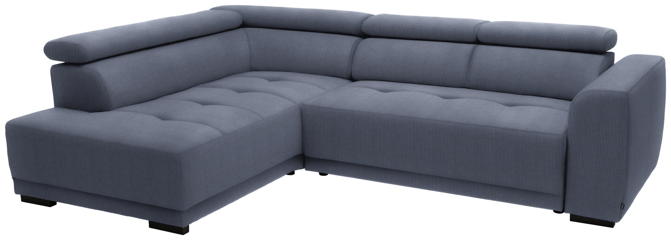 ECKSOFA in Feincord Blaugrau  - Blaugrau/Schwarz, Design, Kunststoff/Textil (205/284cm) - MID.YOU