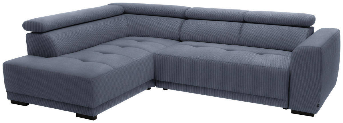 ECKSOFA in Feincord Blaugrau  - Blaugrau/Schwarz, Design, Kunststoff/Textil (205/284cm) - MID.YOU