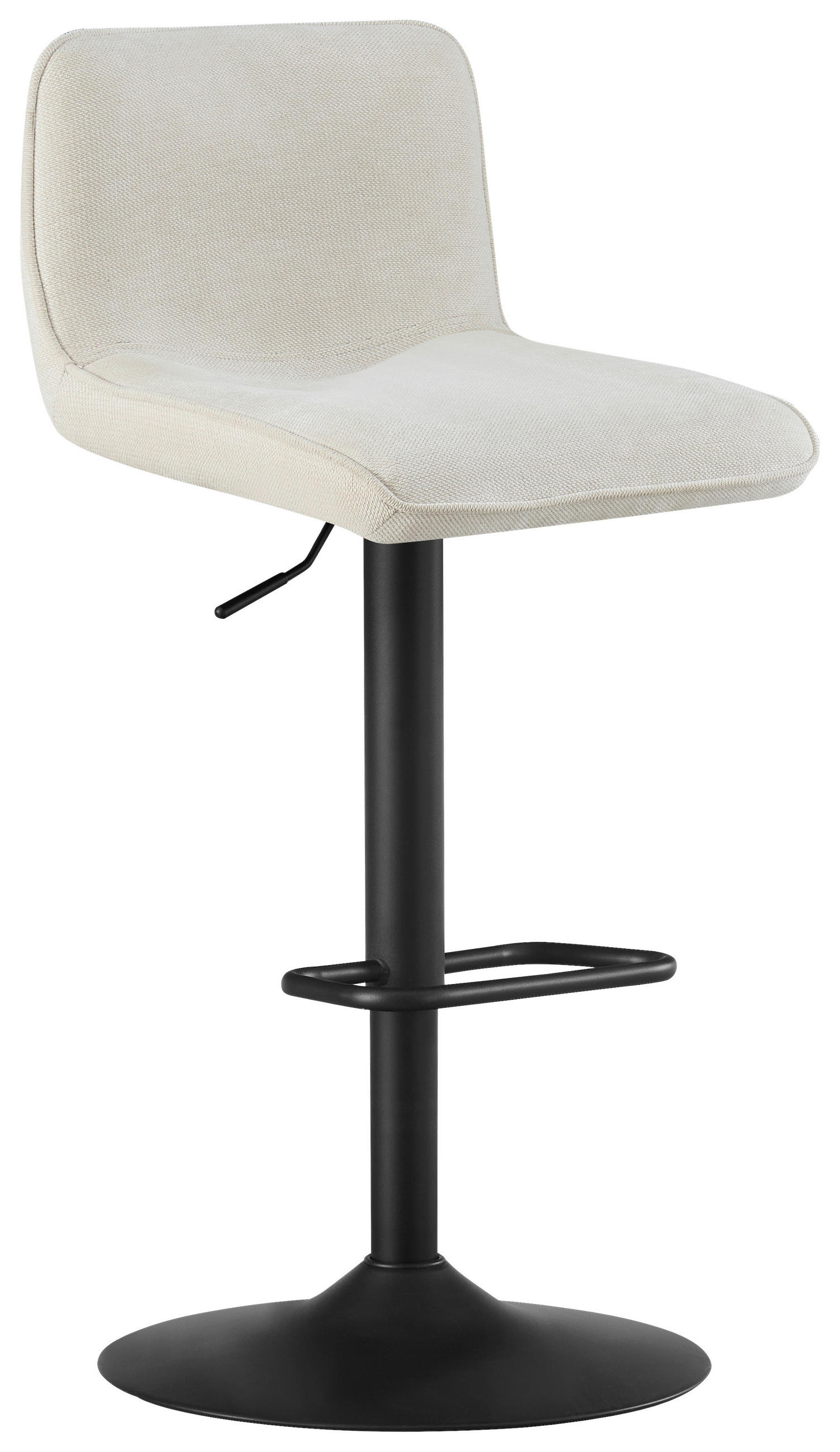 BARHOCKER Webstoff Schwarz, Beige Eisen Stoffauswahl, Sitzfläche 360° drehbar  - Beige/Schwarz, Design, Textil/Metall (45/88-109,5/50cm) - home24