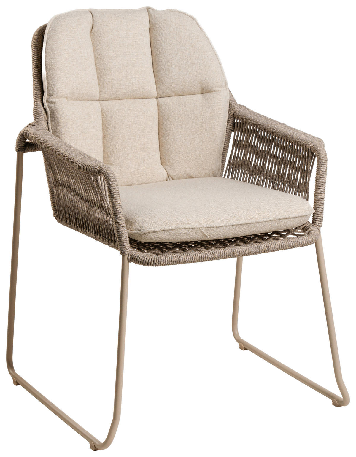 VRTNI SEDEŽ  nerjaveče jeklo bela, barve šampanjca  - barve šampanjca/bela, Basics, kovina/tekstil (66/87/64,5cm) - Tierra Outdoor