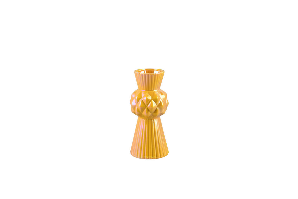 DEKOVASE  - Gelb, Basics, Keramik (13/28,5/13cm)