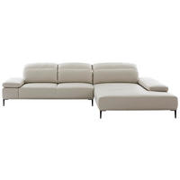 ECKSOFA in Echtleder Greige  - Greige/Schwarz, Modern, Leder/Metall (322/206cm) - Chilliano