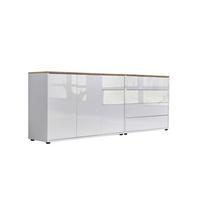 SIDEBOARD Mailand Set 9  in 184,5/73/33 cm  - Weiß Hochglanz/Schwarz, MODERN, Holzwerkstoff/Kunststoff (184,5/73/33cm) - MID.YOU