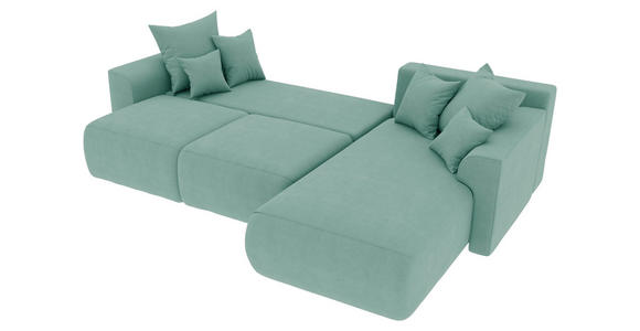 ECKSOFA in Velours Mintgrün  293/195 cm  - Chromfarben/Mintgrün, KONVENTIONELL, Kunststoff/Textil (293/195cm) - Carryhome