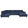 WOHNLANDSCHAFT in Velours Dunkelblau  - Schwarz/Dunkelblau, Design, Textil/Metall (191/340/172cm) - Stylife
