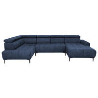 WOHNLANDSCHAFT in Velours Dunkelblau  - Schwarz/Dunkelblau, Design, Textil/Metall (191/340/172cm) - Stylife
