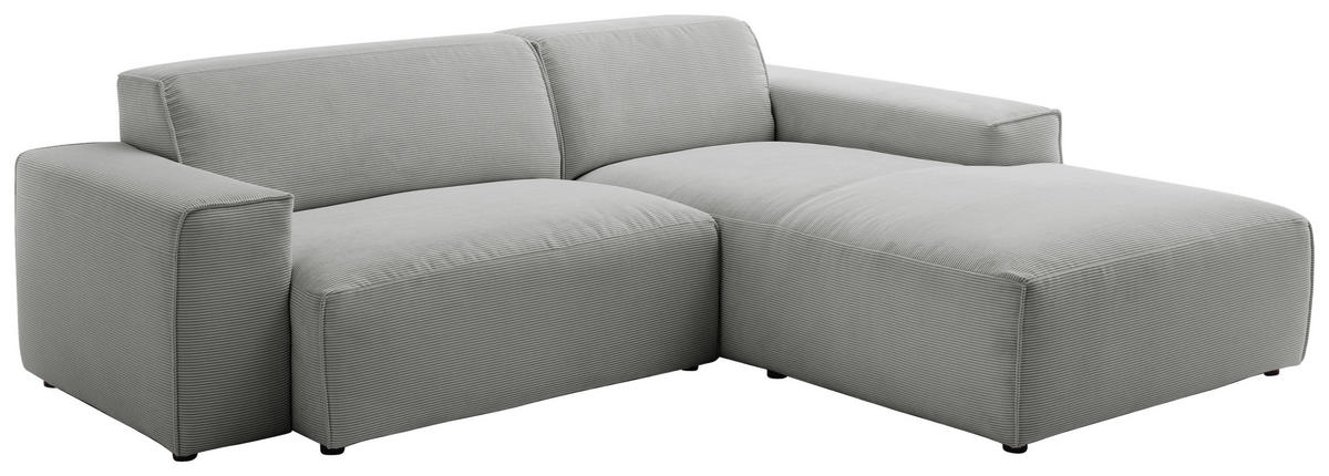 ECKSOFA Grau Cord  - Schwarz/Grau, Design, Kunststoff/Textil (230/189cm) - Pure Home Lifestyle