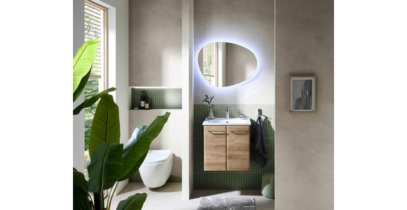 WASCHTISCHKOMBI 55 cm  - Chromfarben/Eichefarben, KONVENTIONELL, Keramik/Holzwerkstoff (55cm) - Xora