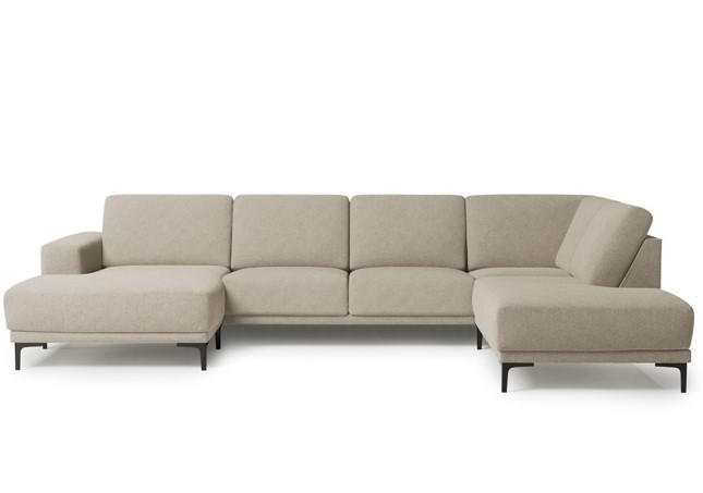 SOFFA i flatväv beige  - beige/svart, Klassisk, metall/trä (210/345cm) - Carryhome