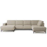 SOFFA i flatväv beige  - beige/svart, Klassisk, metall/trä (210/345cm) - Carryhome